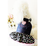 Maxbell Lightweight Comfortable Adorable Pink Heart Sequin Polka Dot Blue Jeans Dog Puppy Overall Dress M