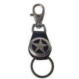 Maxbell Women Mens Gift Retro Vintage Star Pattern PU Leather Keychain Keyring Black