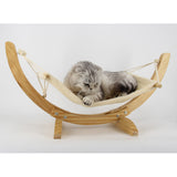 Maxbell Pet Cat Rat Hamster Ferret Hammock Small Animals Hanging Swing Bed Toy House Kitten Puppy-Wood Frame Comfy Plush ( Beige )