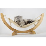 Maxbell Pet Cat Rat Hamster Ferret Hammock Small Animals Hanging Swing Bed Toy House Kitten Puppy-Wood Frame Comfy Plush ( Beige )