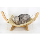 Maxbell Pet Cat Rat Hamster Ferret Hammock Small Animals Hanging Swing Bed Toy House Kitten Puppy-Wood Frame Comfy Plush ( Beige )