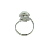 Maxbell Fashion Adjustable Silver Brass Ring Mounted 2 White Turquoise Cabochon Ring