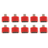 Maxbell 10 Pack Micro USB To USB2.0 Adapter Plug Mini OTG Converter For Android Mobile Red