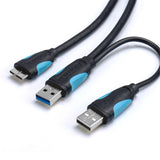 Maxbell Superspeed Dual A to Micro B USB 3.0 Y Cable for External Hard Drive HDD