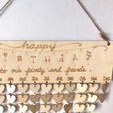Maxbell Happy Birthday Heart Pendents Wood MDF Reminder Board Craft Event Calendar