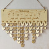 Maxbell Happy Birthday Heart Pendents Wood MDF Reminder Board Craft Event Calendar