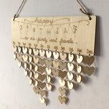 Maxbell Happy Birthday Heart Pendents Wood MDF Reminder Board Craft Event Calendar