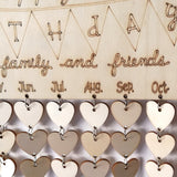 Maxbell Happy Birthday Heart Pendents Wood MDF Reminder Board Craft Event Calendar