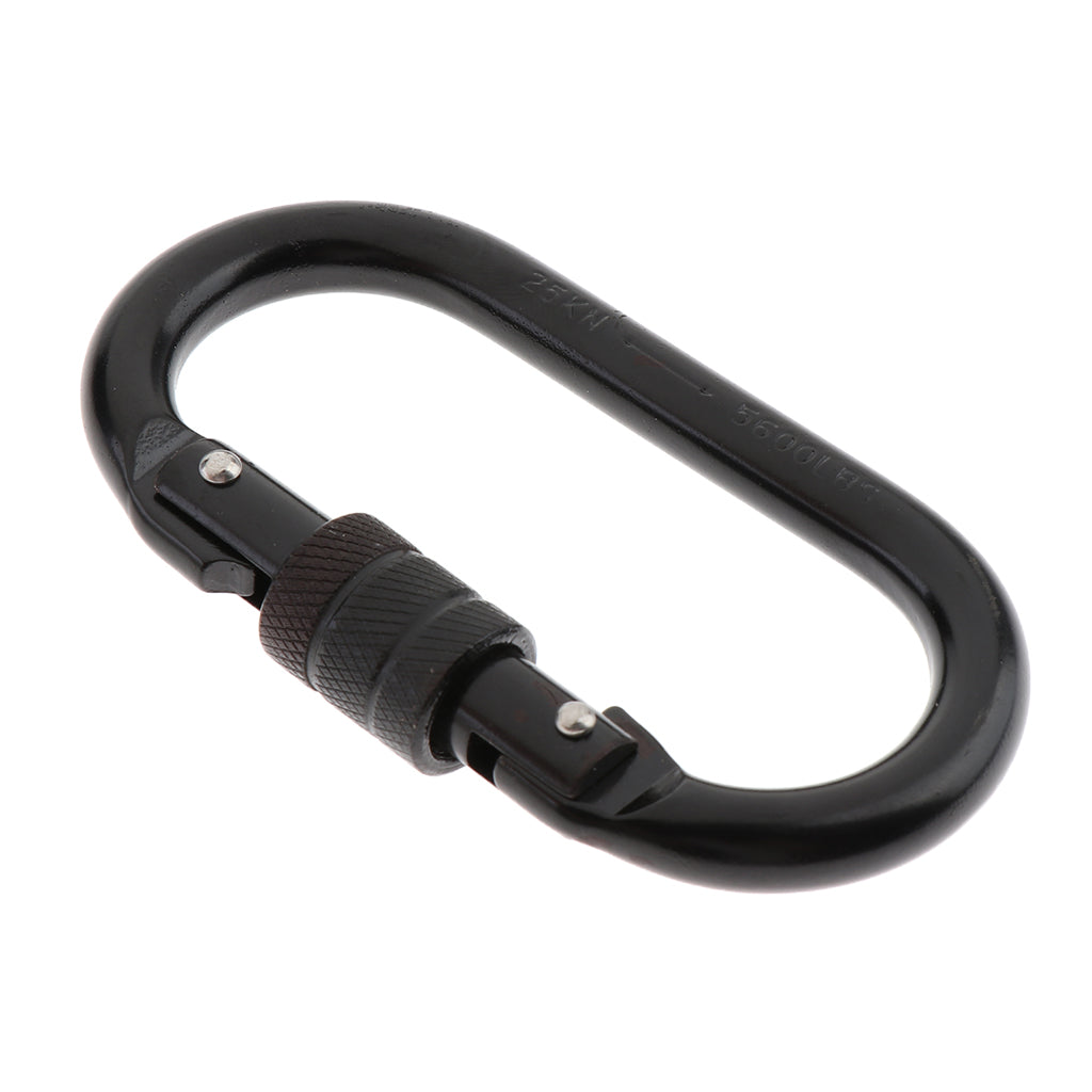 Maxbell 25KN Oval Steel Climbing Screw Lock Carabiner For Rock Tree Climbing Rappelling Rescue Equipment