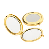 Maxbell 2 Travel Portable Folding Makeup Mirror Round Compact Pocket Purse Gold