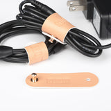 Maxbell 3Pieces PU Leather Data Cable Headphone Cord Organizer Fastening Wraps Beige