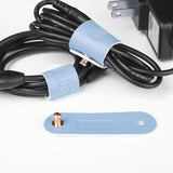 Maxbell 3 Pieces PU USB Cable Headphone Cord Organizer Fastening Wraps Light Blue