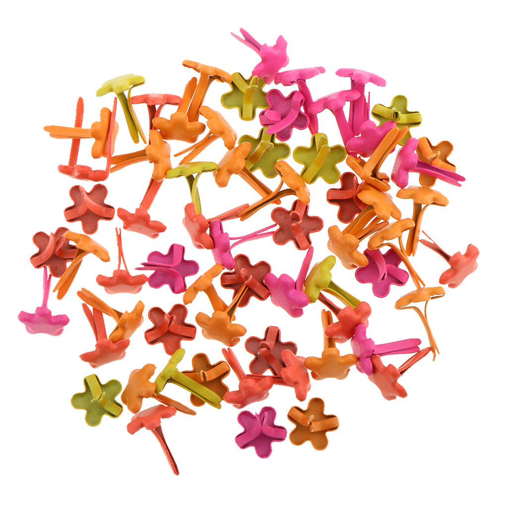 Maxbell 100 Pieces 7.5mm Flower Shaped Metal Brads Paper Fasteners for Scrapbooking Crafts