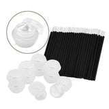 Maxbell Makeup Comestics Set - 50pcs Disposable Gloss Wand Lip Brush and 10pcs Clear Eye Cream Container Vials Bottle