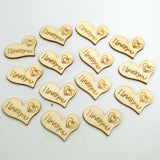 Maxbell 50 Pieces 28mm Natural Wood Wedding Decoration Wooden Love Heart Shapes for Weddings Plaques Art Craft Embellishment Sewing Decor Buttons