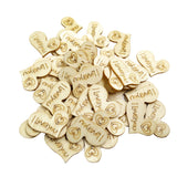 Maxbell 50 Pieces 28mm Natural Wood Wedding Decoration Wooden Love Heart Shapes for Weddings Plaques Art Craft Embellishment Sewing Decor Buttons