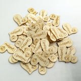 Maxbell 50 Pieces 28mm Natural Wood Wedding Decoration Wooden Love Heart Shapes for Weddings Plaques Art Craft Embellishment Sewing Decor Buttons