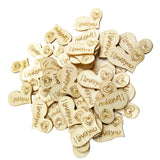 Maxbell 50 Pieces 28mm Natural Wood Wedding Decoration Wooden Love Heart Shapes for Weddings Plaques Art Craft Embellishment Sewing Decor Buttons