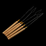 Maxbell 5pcs/set Wooden Handle Micro Ring Beads Feather Hair Extension Plier Hook Pulling Needle Threader Tool Kit