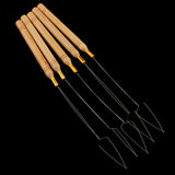 Maxbell 5pcs/set Wooden Handle Micro Ring Beads Feather Hair Extension Plier Hook Pulling Needle Threader Tool Kit