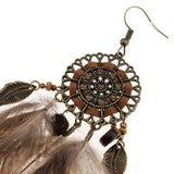 Maxbell Vintage Bohemian Sunflower Feather Dangle Earrings Drop Long Tassel Handmade