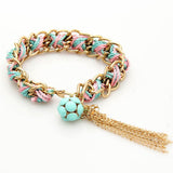Maxbell Vintage Bohemian Braided Rope Bracelet Chain Ethnic Tassel Charms Jewelry