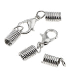 Maxbell 20Sets Leather Cord End Crimp Spring Clasp for Necklace Bracelet with Alloy Lobster Clasp