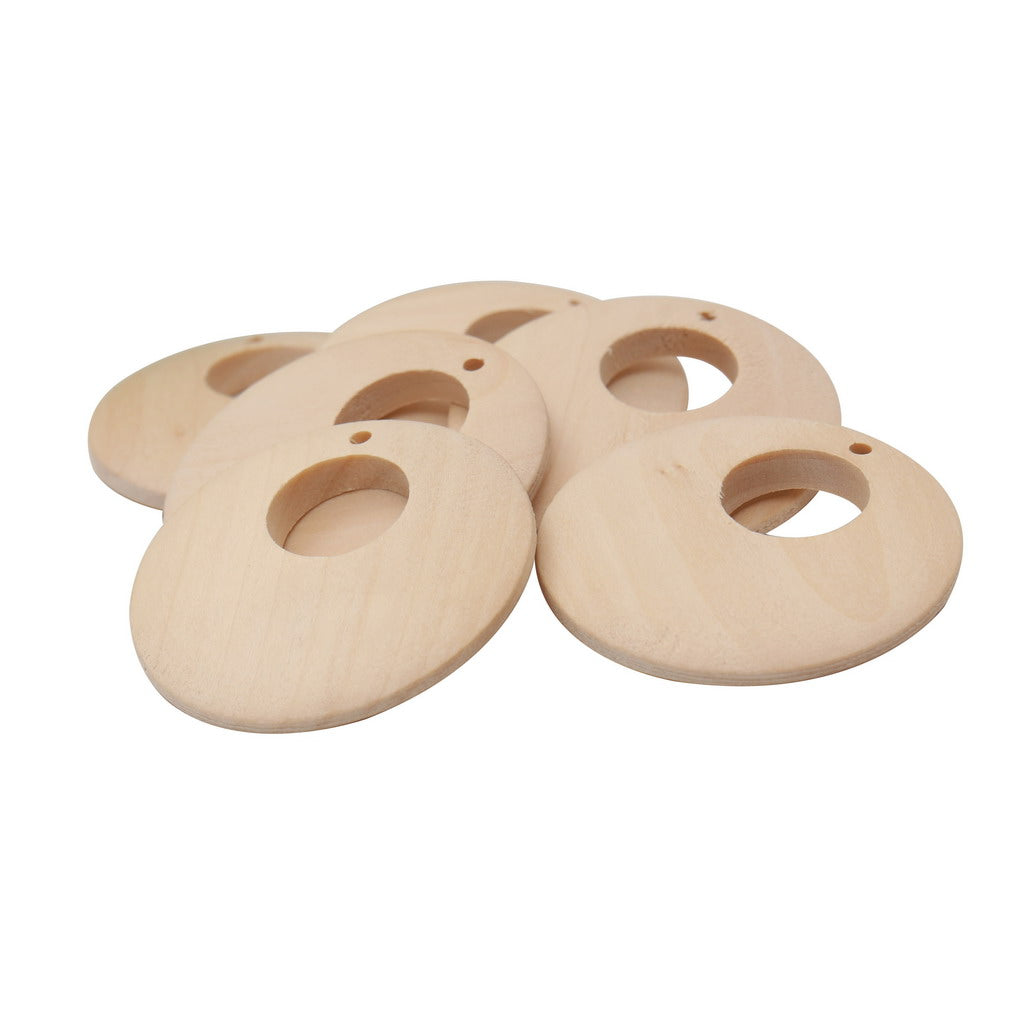 Maxbell 50pcs Unfinished Unpainted Wood Pendants Fors Earring Necklace With Hole bébé anneau de dentition