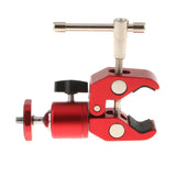 Maxbell Super Clamp Mini Ball Head Hot Shoe Mount Adapter with 1/4"-20 for LED Light Red