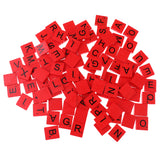 Maxbell 100pcs Wooden Red Letter Tiles with 2pcs Tile Racks for Crafts Scrapbook Game