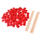 Maxbell 100pcs Wooden Red Letter Tiles with 2pcs Tile Racks for Crafts Scrapbook Game