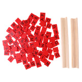 Maxbell 100pcs Wooden Red Letter Tiles with 2pcs Tile Racks for Crafts Scrapbook Game