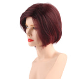 Maxbell 12'' Women Lady Short Straight Bob Wig Synthetic Hair for Cosplay Party Wine Red