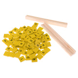 Maxbell 100pcs Wooden Yellow Letter Tiles with 2pcs Wooden Tile Racks for Board Game Crafts