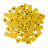 Maxbell 100pcs Wooden Yellow Letter Tiles with 2pcs Wooden Tile Racks for Board Game Crafts