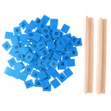 Maxbell 100pcs Wooden Blue Letter Tiles with 2pcs Wooden Tile Racks for Crafts Creative Game Toy