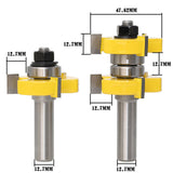 Maxbell 1/2" Shank Tongue And Groove Joint Router Bit Set Woodworking Cutting Tool