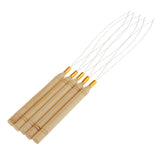 Maxbell 5Pcs/Set Wooden Hair Extensions Loop Needle Threader Wire Pulling Hook Tool for Beads and Feathers