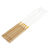 Maxbell 5Pcs/Set Wooden Hair Extensions Loop Needle Threader Wire Pulling Hook Tool for Beads and Feathers