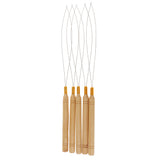 Maxbell 5Pcs/Set Wooden Hair Extensions Loop Needle Threader Wire Pulling Hook Tool for Beads and Feathers