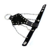 Maxbell Punk Biker Hip Hop Rivet Skull Chain Leather Bracelet Glove Ring Set Cool Mens Jewelry