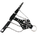 Maxbell Punk Biker Hip Hop Rivet Skull Chain Leather Bracelet Glove Ring Set Cool Mens Jewelry