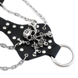 Maxbell Punk Biker Hip Hop Rivet Skull Chain Leather Bracelet Glove Ring Set Cool Mens Jewelry