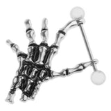 Maxbell 2pcs Punk Skeleton Hand Skull Dangle 18G Nipple Bars Barbells Piercing Rings