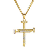 Maxbell Hip Hop Women Men's Crystal Rhinestone Cross Pendant Necklace Chain Jewelry