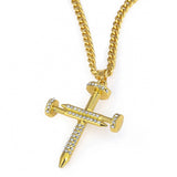 Maxbell Hip Hop Women Men's Crystal Rhinestone Cross Pendant Necklace Chain Jewelry