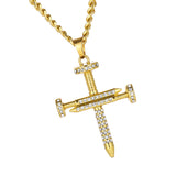 Maxbell Hip Hop Women Men's Crystal Rhinestone Cross Pendant Necklace Chain Jewelry