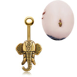 Maxbell Retro Elephant Navel Piercing Belly Button Ring Gold Women Jewellery