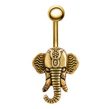 Maxbell Retro Elephant Navel Piercing Belly Button Ring Gold Women Jewellery