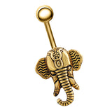 Maxbell Retro Elephant Navel Piercing Belly Button Ring Gold Women Jewellery